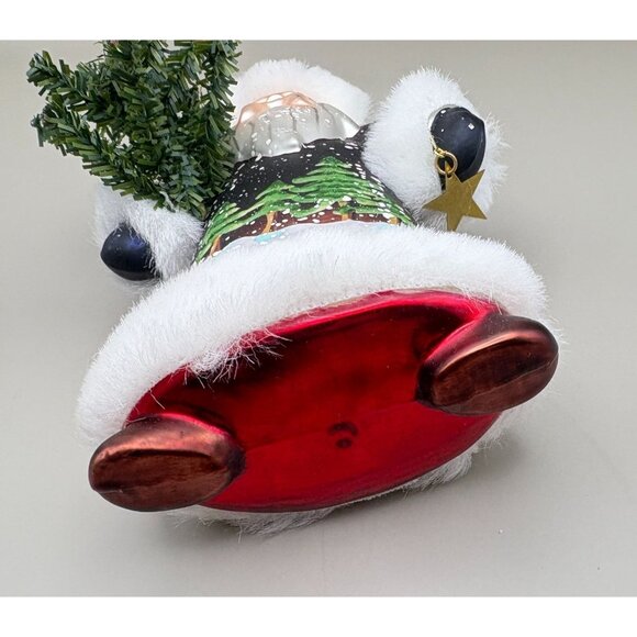 Vintage Glass Santa Claus Christmas Tree Ornament Hand Painted Forest Scene - Picture 6 of 8